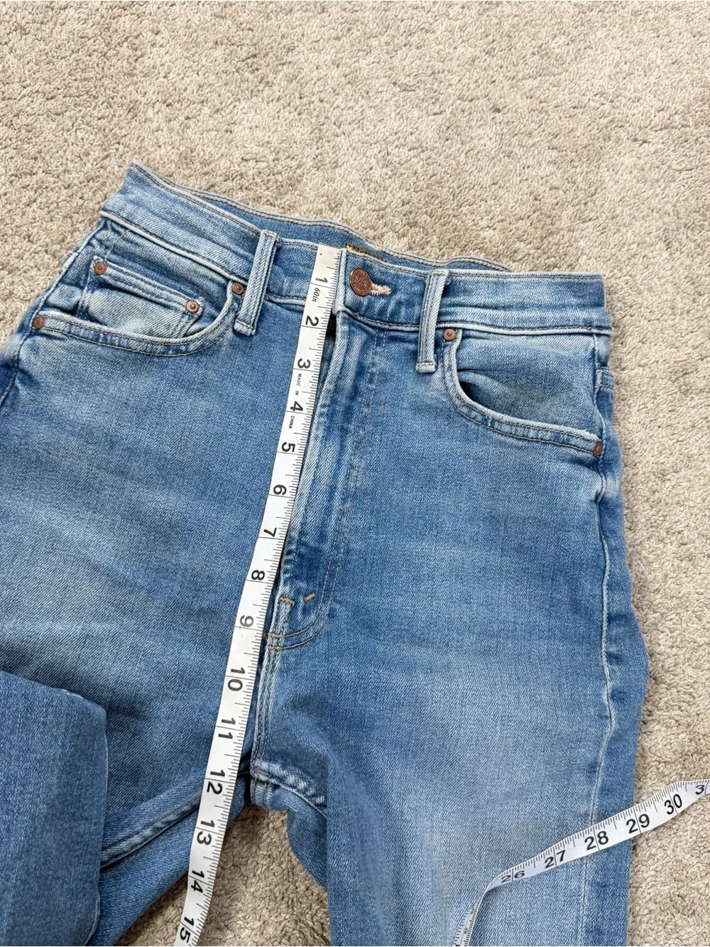 MOTHER Women’s High Waisted Raider Ankle Fray Jeans in Party Like A Pirate 26 - Picture 13 of 15